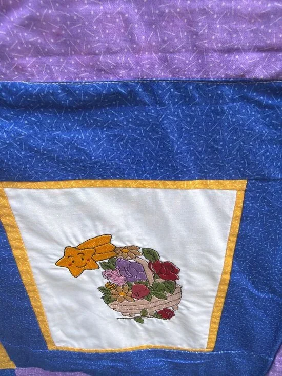 Vintage Hand Embroidered Quilt Throw Floral Butterfly Patchwork 47 x 45 - Picture 9 of 13